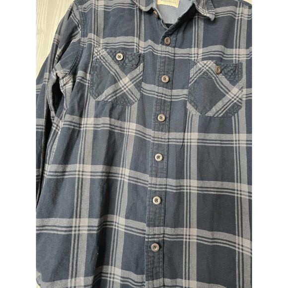 Wrangler Authentics Men’s Flannel Button-Up Shirt – Navy Gray Plaid (Size M) - Picture 6 of 6
